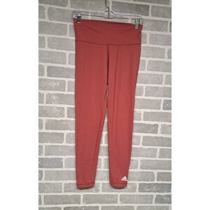 Adidas Womens High Waist Pink Logo Leg Pull-On Leggins Yoga Gym Size Medium
